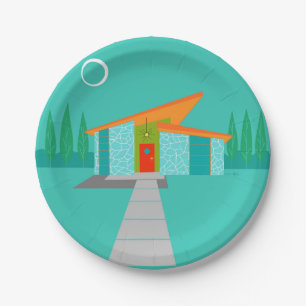 Space Age Cartoon House Paper Plates
