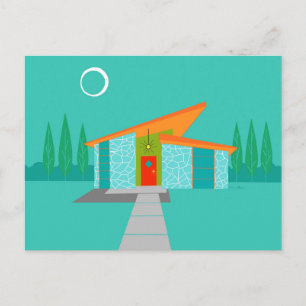 Space Age Cartoon House Postcard