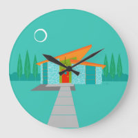 Space Age Cartoon House Round Acrylic Wall Clock