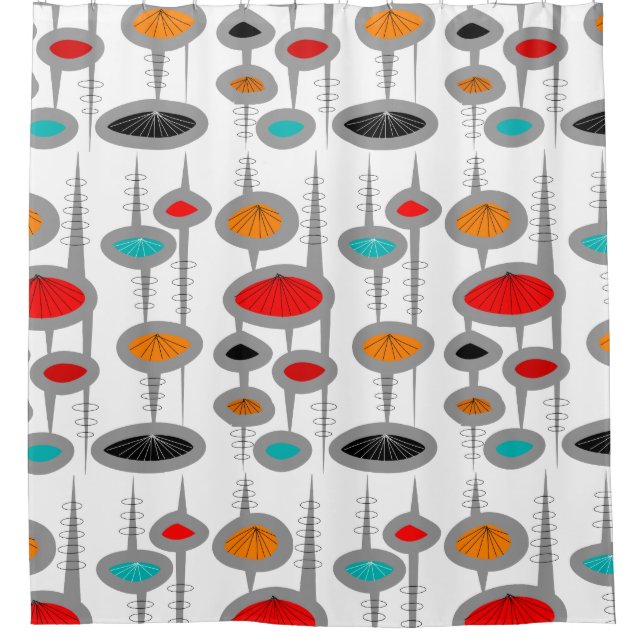 Space Age Colourful  Shower Curtain (Front)