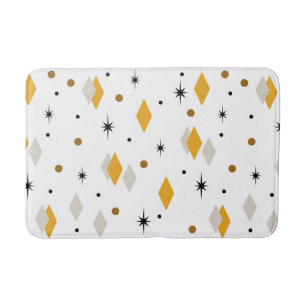 Space Age Diamonds Orange White Bath Mat