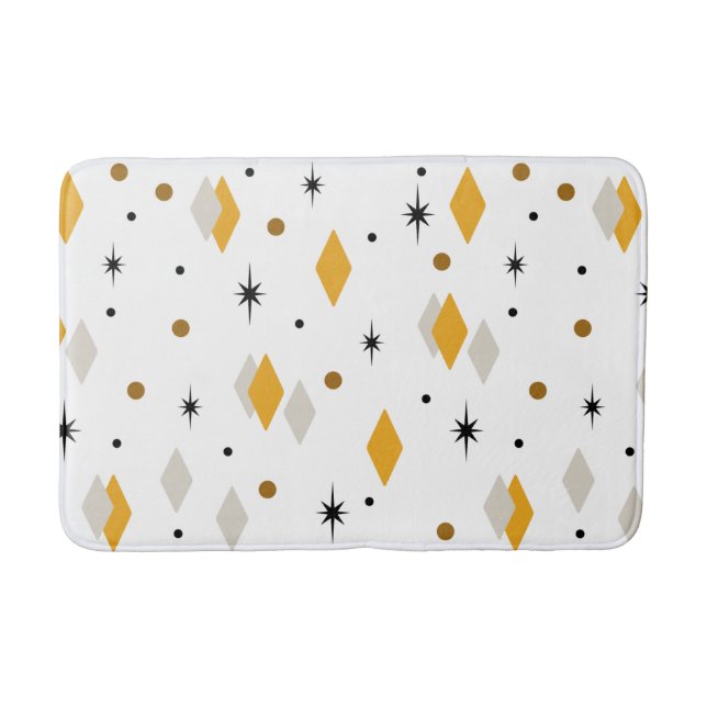 Space Age Diamonds Orange White Bath Mat (Front)