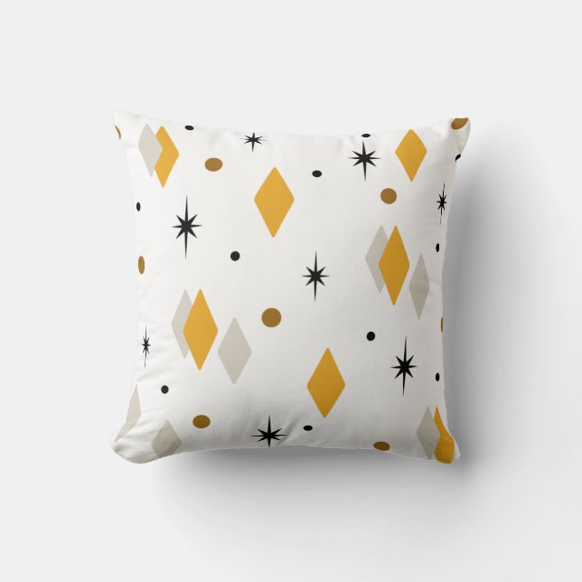 Space Age Diamonds Orange White Cushion (Front)