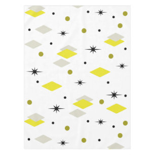 Space Age Diamonds Yellow Gray White Tablecloth