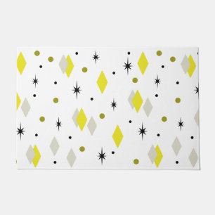 Space Age Diamonds Yellow Grey White Doormat