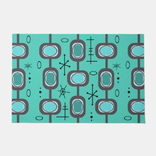 Space Age Geometric Art Aquamarine Doormat