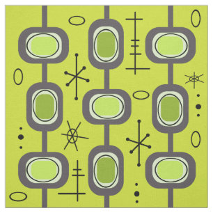 Space Age Geometric Art Chartreuse Green Fabric