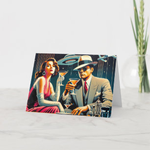 Space Age Las Vegas Gangster Martini Party Card