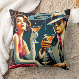 Space Age Las Vegas Gangster Martini Party Cushion