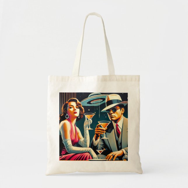 Space Age Las Vegas Gangster Martini Party Tote Bag (Front)