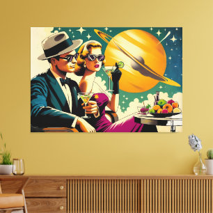 Space Age Las Vegas Martini Gangster Party Canvas Print