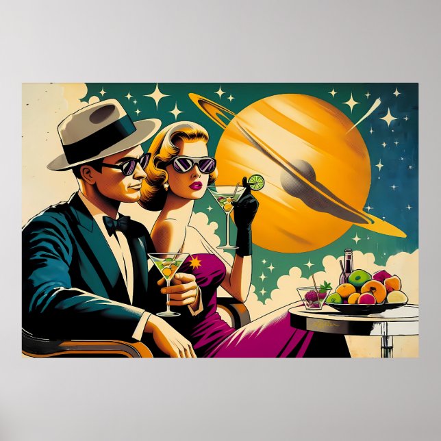 Space Age Las Vegas Martini Gangster Party Poster (Front)