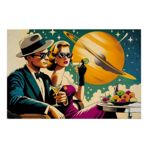 Space Age Las Vegas Martini Gangster Party Poster