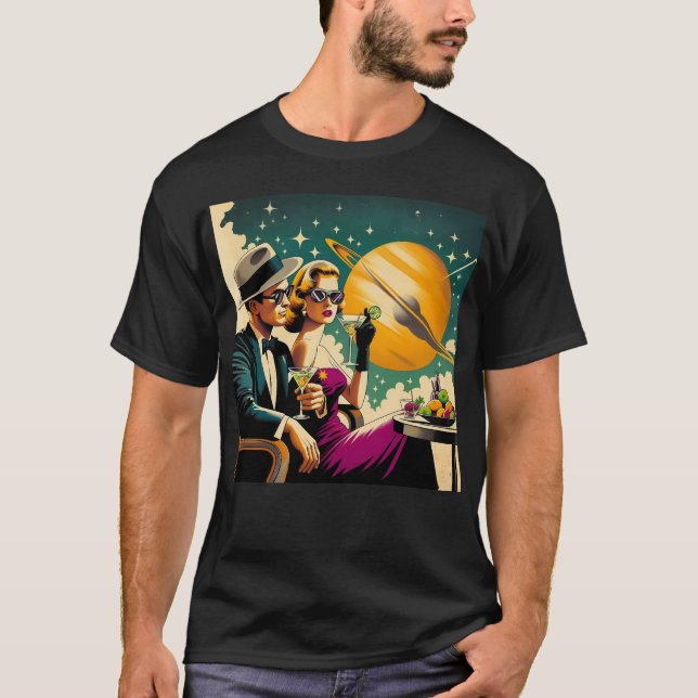 Space Age Las Vegas Martini Gangster Party T-Shirt (Front)