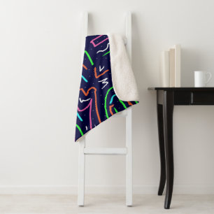 Space Age Maze Abstract Print Sherpa Blanket
