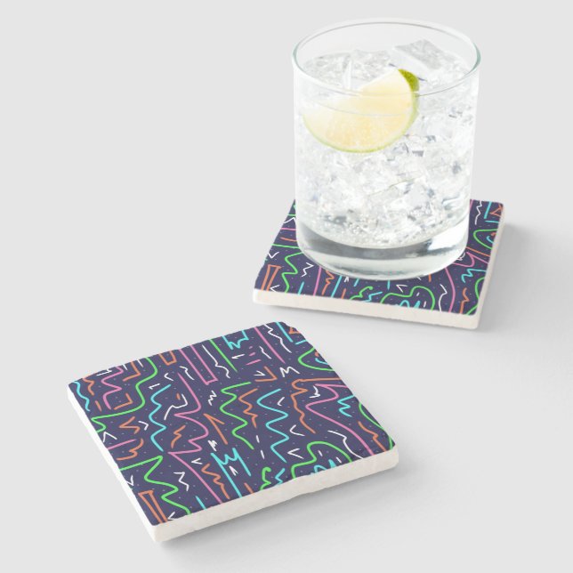 Space Age Maze Abstract Print Stone Coaster (Side)
