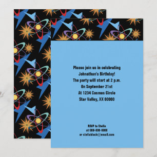 Space Age Retro Multicolored Pattern Party Invitation