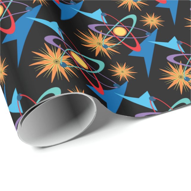 Space Age Retro Multicolored Pattern Wrapping Paper (Roll Corner)