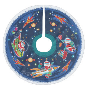 Space Age Santa Brushed Polyester Tree Skirt
