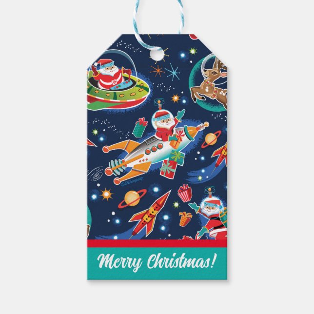 Space Age Santa Christmas  Gift Tags (Front)