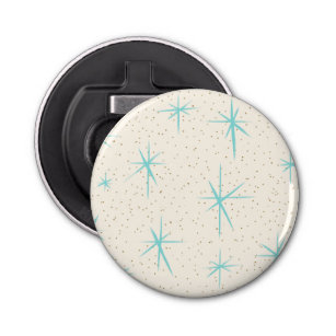 Space Age Turquoise Starburst Button Bottle Opener