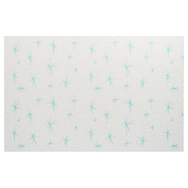 Space Age Turquoise Starburst Combed Cotton Fabric (Fat Quarter)
