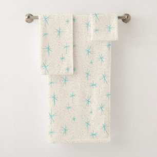 Space Age Turquoise Starburst Towel Set