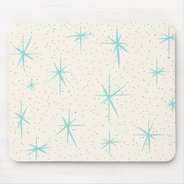 Space Age Turquoise Starbursts Mousepad (Front)