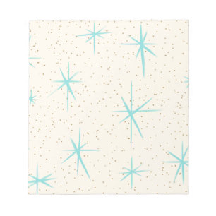 Space Age Turquoise Starbursts Notepad