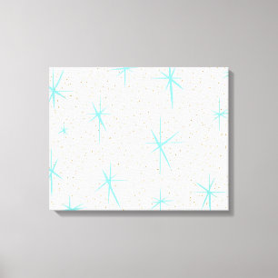 Space Age Turquoise Starbursts Wrapped Canvas