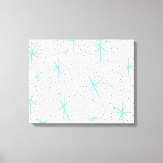 Space Age Turquoise Starbursts Wrapped Canvas (Front)