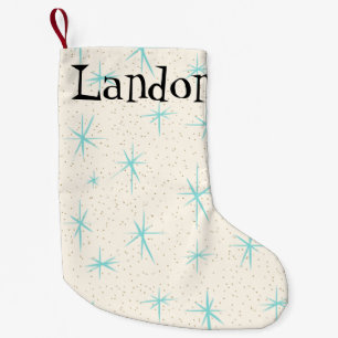 Space Age Turquoise Starbursts X-Mas Stocking