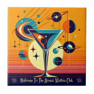 Space Age Welcome To The Atomic Martini Club Tile
