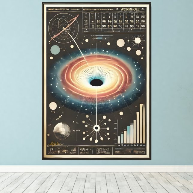 Space Age Wormhole Diagram Canvas Print (Insitu(Wood Floor))