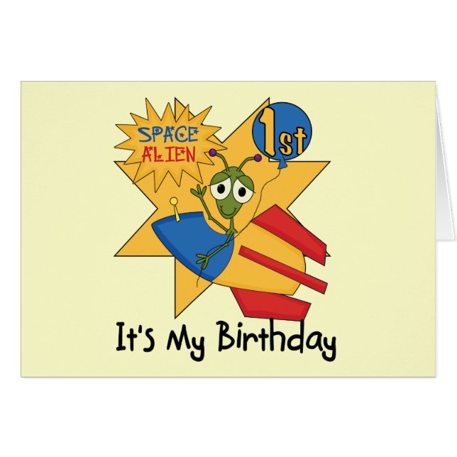 Space Alien 1st Birthday Tshirts and Gifts (Front Horizontal)