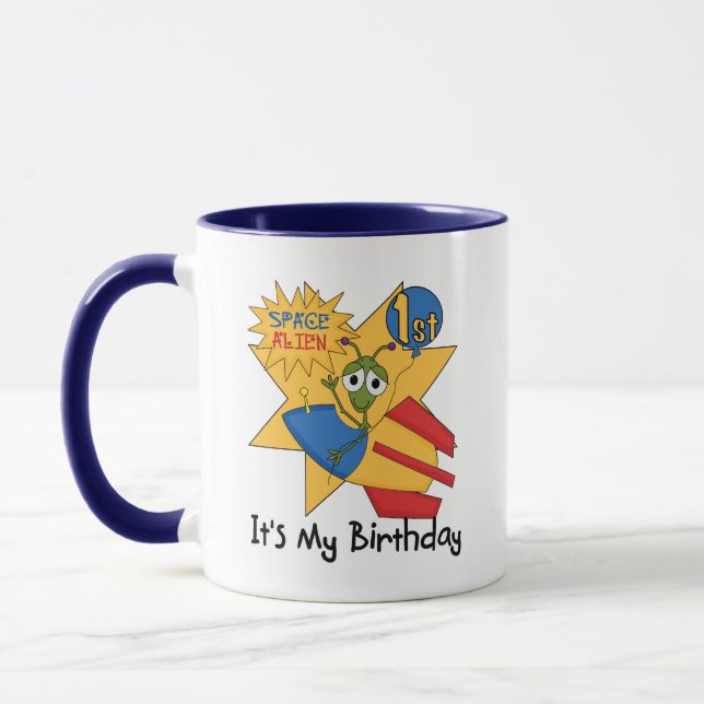 Space Alien 1st Birthday Tshirts and Gifts Mug (Left)