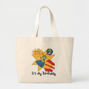 Space Alien 2nd Birthday T-shirts and Gifts Large Tote Bag