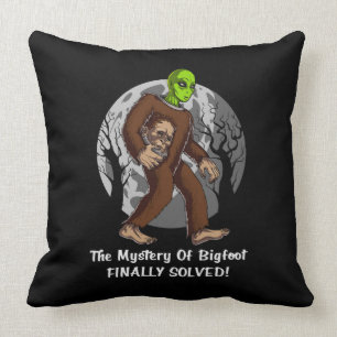Space Alien Bigfoot Conspiracy Mystery Solved UFO Cushion