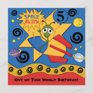 Space Alien Customised  Birthday Invitations
