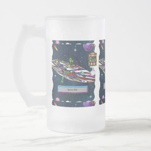 Space alien drink bar ufo frosted glass beer mug