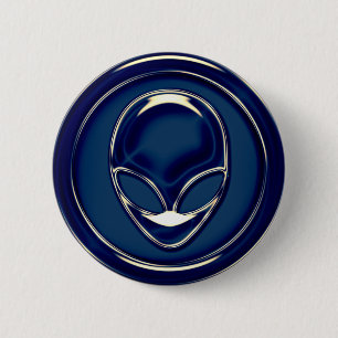 Space Alien Head 6 Cm Round Badge