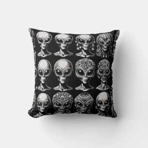 Space Alien Heads Extraterrestrial Sci Fi Cushion