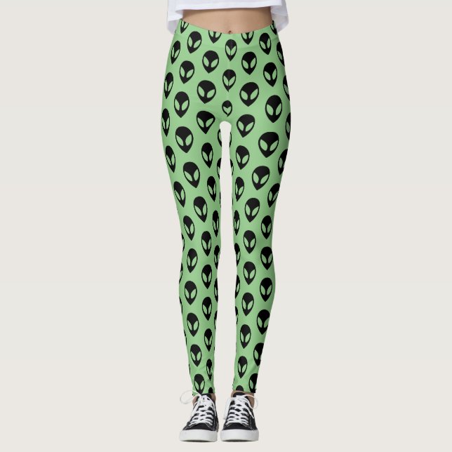 Space Alien Heads Ufology Leggings (Front)