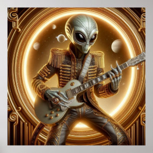 Space Alien, Male Playing Guitar, Sharp Dresser Poster