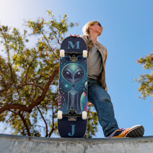 Space Alien Personalised Skateboard