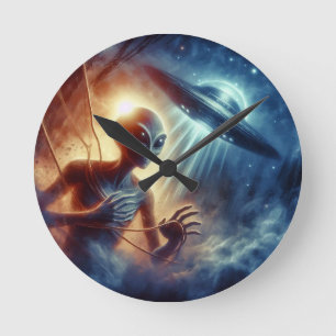 Space Alien Round Clock