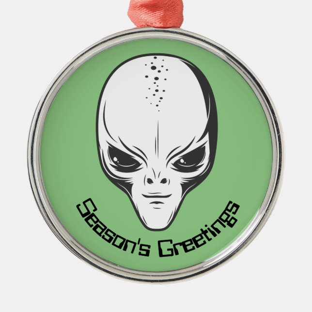 Space Alien Sci Fi Ufologist Metal Tree Decoration (Front)