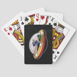 Space Alien Stealing the Moon Playing Cards