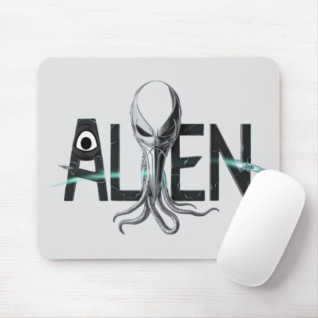 Space Alien Text Mouse Mat (With Mouse)