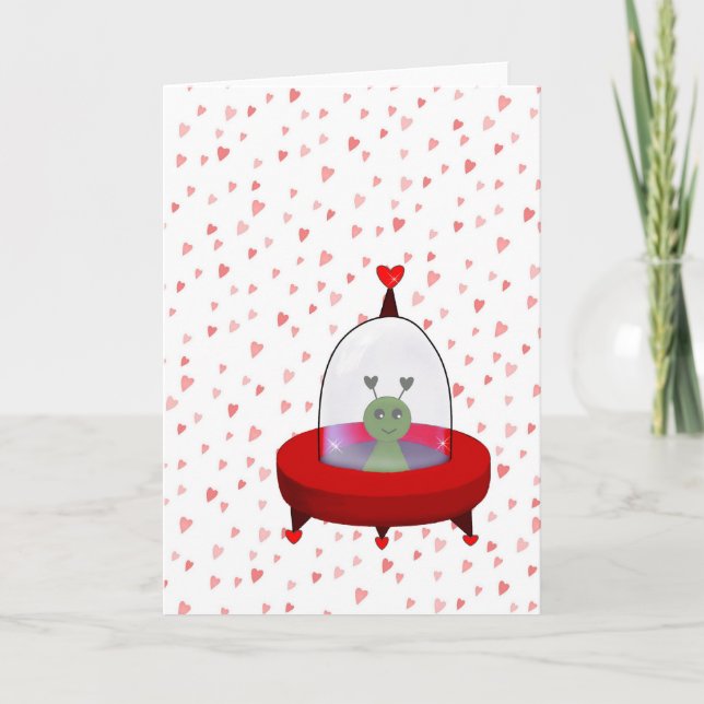 Space Alien Valentine Holiday Card (Front)
